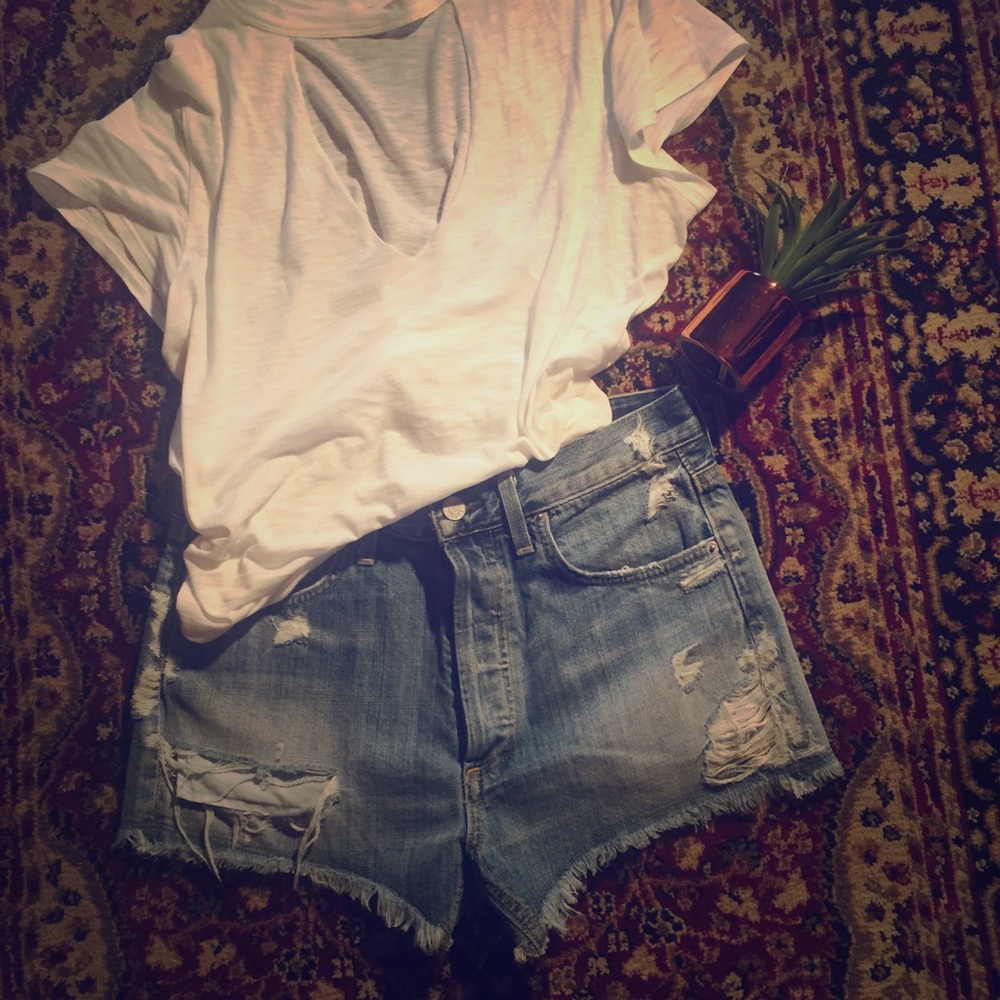 NWT A Gold E Parker Vintage Loose Cut Off Shorts